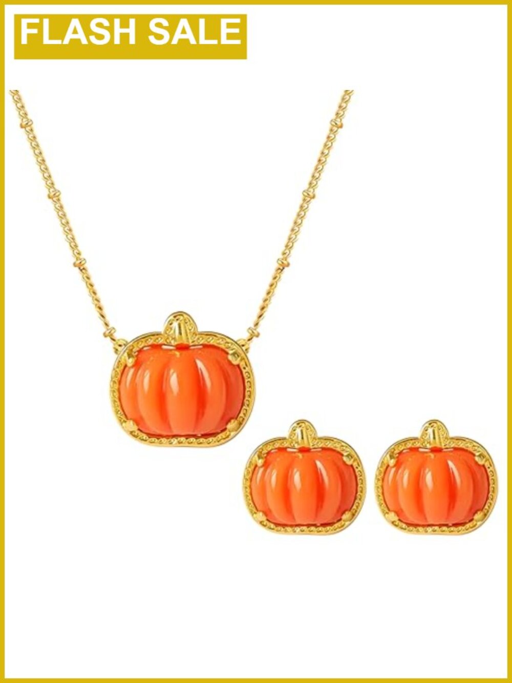 Pumpkin Earrings Necklace Jewelry Set Dainty Fall Halloween Thanksgiving Costume